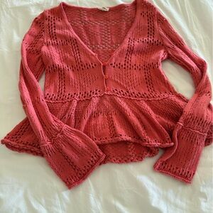 Pilcro Coral Knit Cardigan